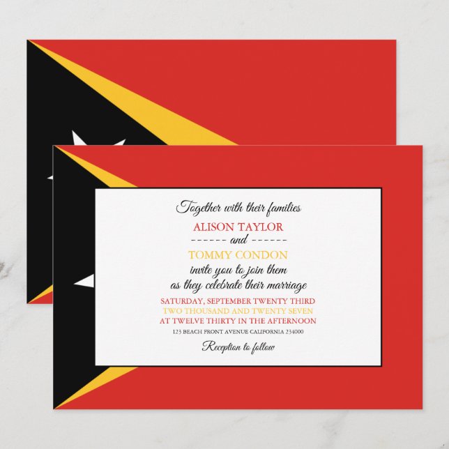 Invitación Bandera timorense oriental, bandera del Boda de Ti (Anverso / Reverso)