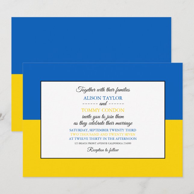 Invitación Bandera ucraniana, bandera de Ucrania Boda (Anverso / Reverso)
