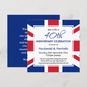 INVITACIÓN BANDERA UNION JACK REINO UNIDO CELEBRACIÓN AZUL PE