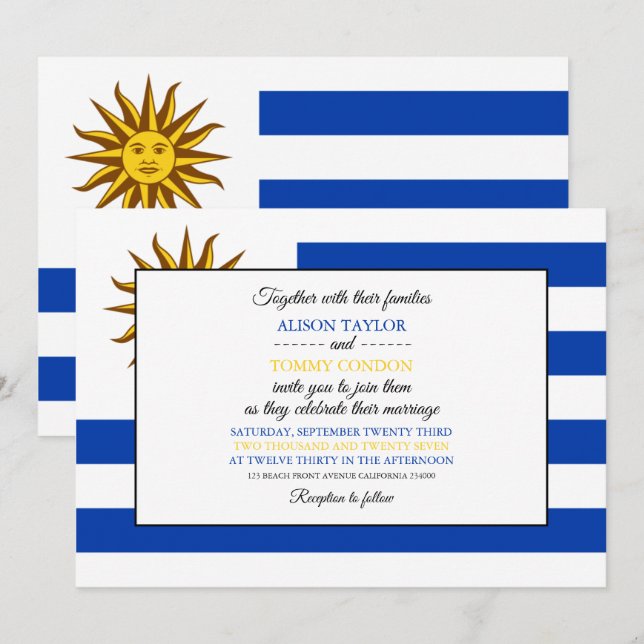 Invitación Bandera uruguaya, bandera de Uruguay Boda (Anverso / Reverso)