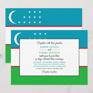 Invitación Bandera uzbeka, bandera de Uzbekistán Boda