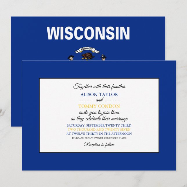 Invitación Bandera wisconsinita, bandera del Boda de Wisconsi (Anverso / Reverso)