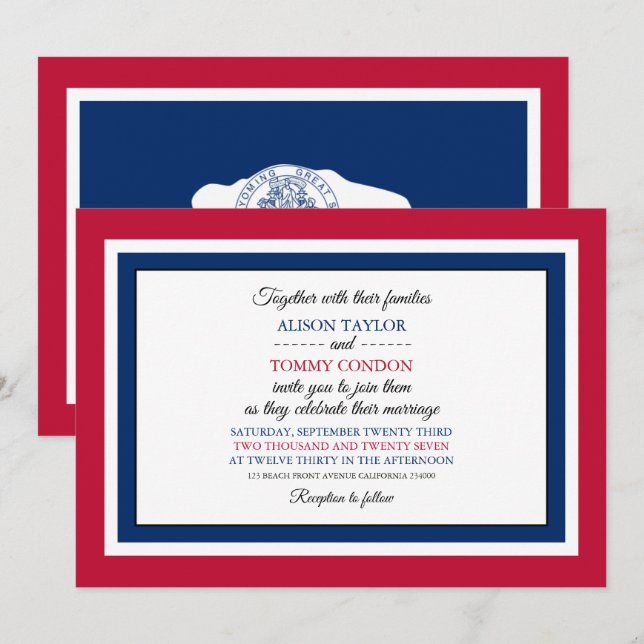 Invitación Bandera Wyomingita, Bandera del Boda Wyoming (Anverso / Reverso)