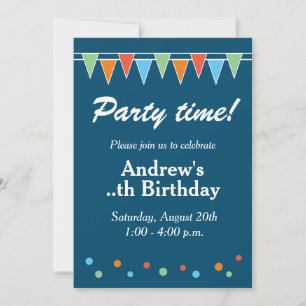 Invitación Banderas animadas de colores Fiesta de cumpleaños