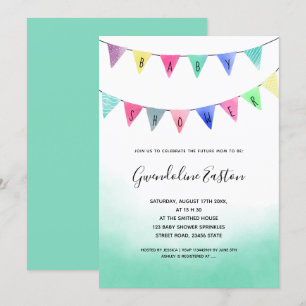 Invitación Banderas cutaculas guión bebé ducha