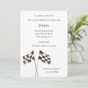 Invitación Banderas de Auto de Carreras Cumpleaños