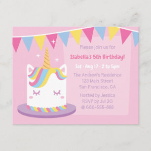 Invitación Banderas de banderín de pastel de cumpleaños de ni