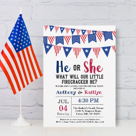 Invitación Banderas De Bunting 4 De Julio Fiesta De Revelació