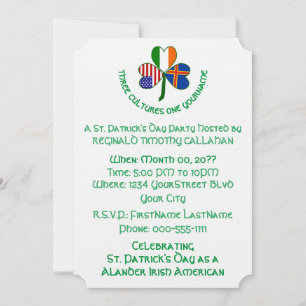 Invitación Banderas de la Isla Aland Irlanda EE. UU. Trébol