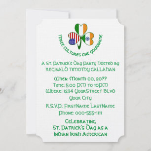 Invitación Banderas de trébol de la India, Irlanda y EE. UU.