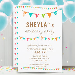 Invitación Banderas modernas y coloridas de Bunting