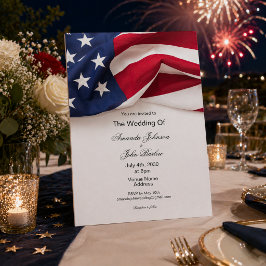 Invitación Banderas Patrióticas Estadounidenses Boda Militar 