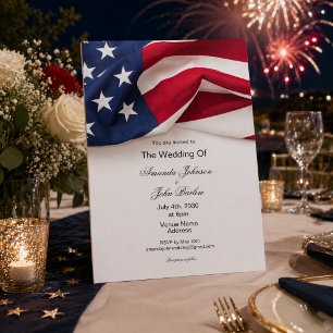 Invitación Banderas Patrióticas Estadounidenses Boda Militar 