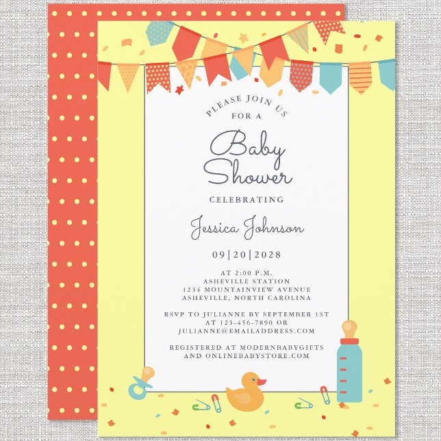 Invitación Banderas rojas Verde azuladas rojas de Baby Shower (Subido por el creador)