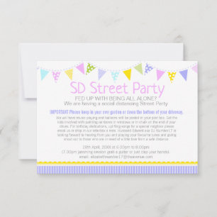 Invitación Banderines de fiesta callejera con distanciamiento