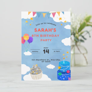 Invitación Banderines de globos de pastel del cielo caprichos
