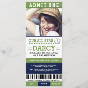 Invitación Bando de béisbol Mitzvah invita