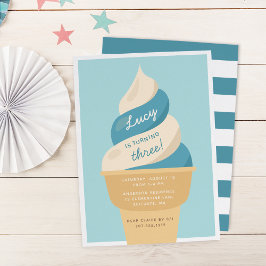 Invitación Bañera de arándano azul Hielo Crema Niños Cumpleañ