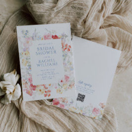 Invitación Bañera pastoral suave QR Código Ducha de novia