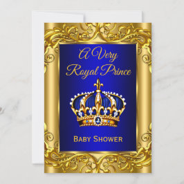 Invitación Bañito de bebé Príncipe Real Azul real oro