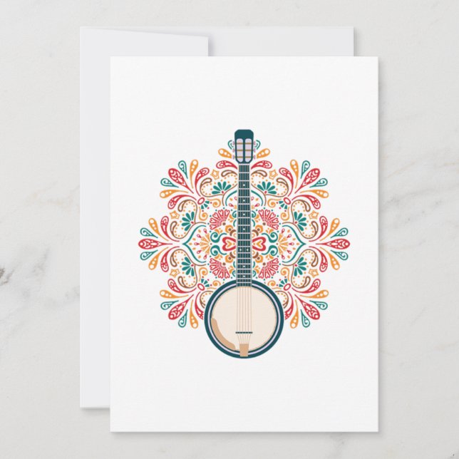 Invitación Banjo Acoustic Instrutic Country Music Blue Gift (Anverso)