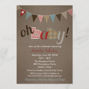 Invitación Banner Baby Shower de afiche Stitch Rustic Quilt