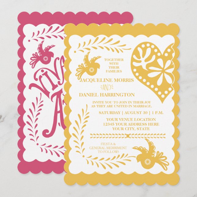 Invitación Banner Boda de la Fiesta Mexicana Papel Picado (Anverso / Reverso)