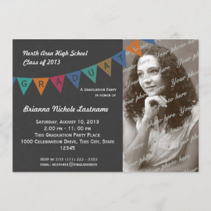 Invitación Banner con foto de la bandera de los graduados