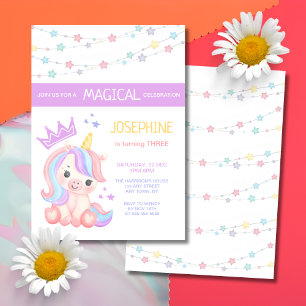 Invitación Banner de Cute Unicornio Stars Fantasy Cumpleaños