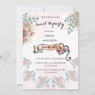 Invitación Banner de estilo rosa claro y lechoso dulce floral