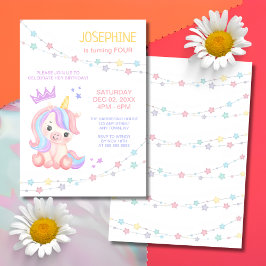 Invitación Banner de estrellas iluminado Unicornio