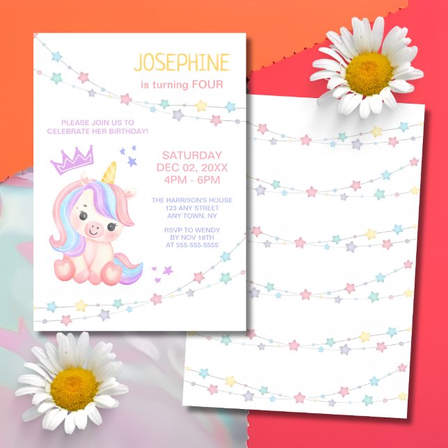 Invitación Banner de estrellas iluminado Unicornio (Subido por el creador)