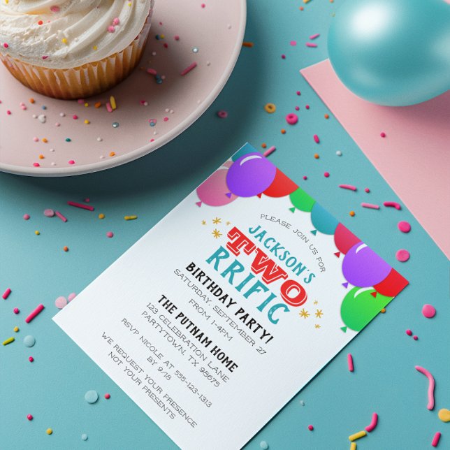 Invitación Banner de globo de segundo cumpleaños de dos paíse (Subido por el creador)