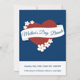 Invitación Banner de Red Heart Happy Mother's Day