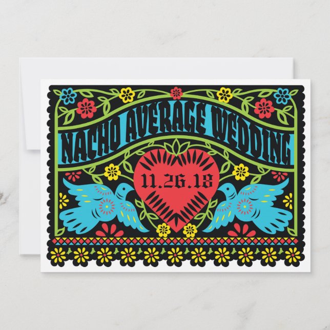 Invitación Banner del personalizado Lovebirds Papel Picado (Reverso)