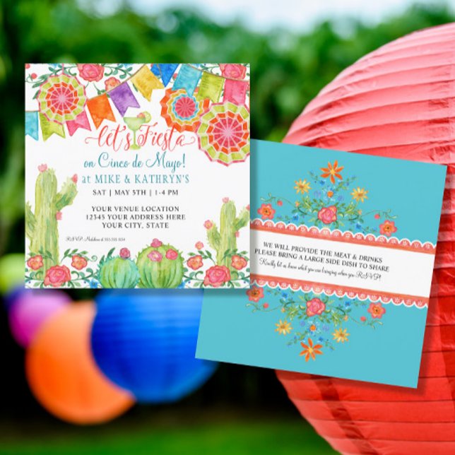 Invitación Banner Fiesta Fiesta Margarita Cactus Cinco de May (Subido por el creador)