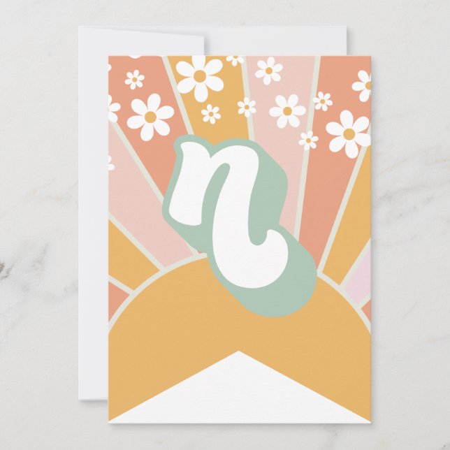 Invitación Banner floral Retro Sunshine daisy boho N (Anverso)