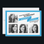 Invitación Banner negrita Graduación Invitar Azul<br><div class="desc">Esta invitación a graduación audaz incluye un cartel y un texto en ángulo. Perfecto para cualquier graduado de su familia.</div>