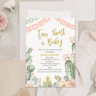 Invitación Banner rosa floral Taco sobre un bebé Baby Shower