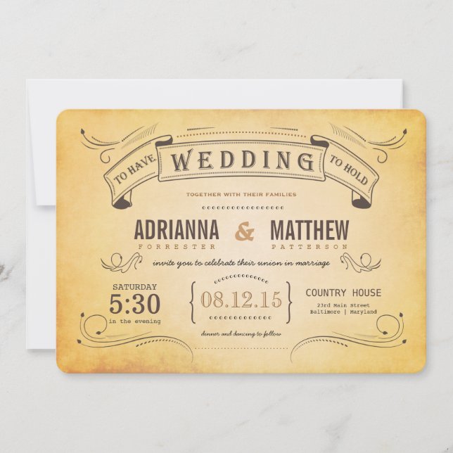 Invitación Banner ruso vintage Boda romántico (Anverso)