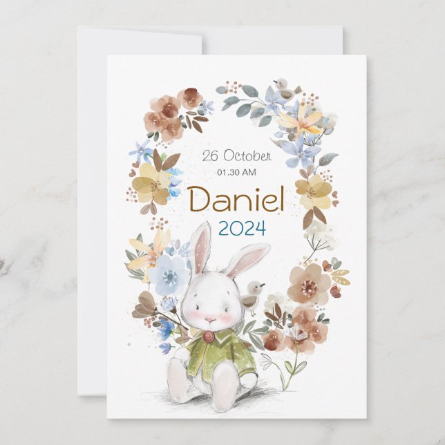 Invitación Banny Rabet new born Greeting cards (Anverso)
