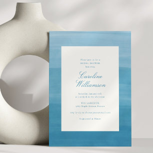 Invitación Baño azul de tinte nupcial costero guión elegante 