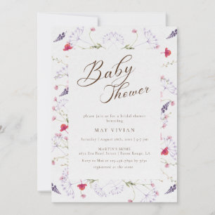 Invitación Baño de bebé de flores silvestres delicadas a la a