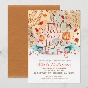 Invitación Baño de Bebé Vamos a Enamorarnos Hojas de Otoño