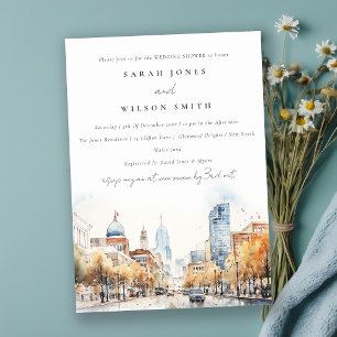 Invitación Baño de boda con paisaje de Indianapolis Indiana
