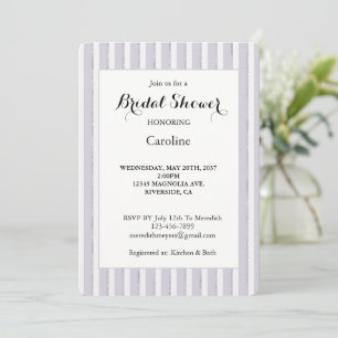 Invitación Baño de novia con brillo de purpura lavanda 