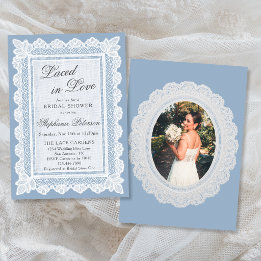 Invitación Baño de novia con tema de amor entrelazado en azul