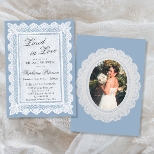 Invitación Baño de novia con tema de amor entrelazado en azul