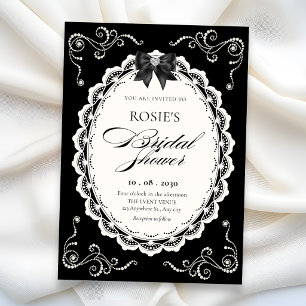 Invitación Baño de novia negro elegante