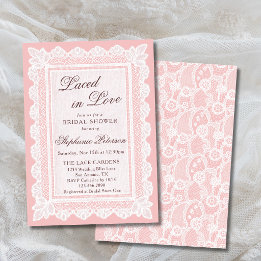 Invitación Baño de novia vintage rosa con encaje Laced in Lov